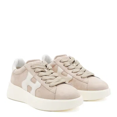 Hogan Low Top Sneakers With Rubber Sole And Suede Upper In Zenzero/yogurt