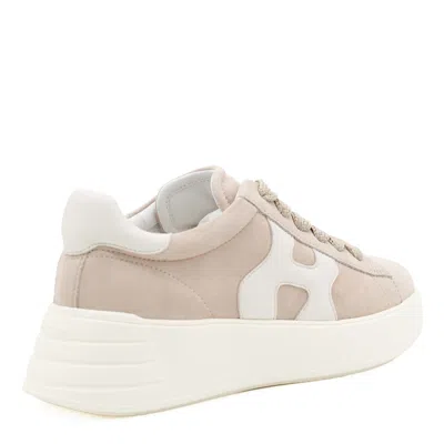 Hogan Low Top Sneakers With Rubber Sole And Suede Upper In Zenzero/yogurt