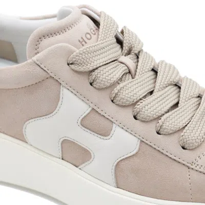 Hogan Low Top Sneakers With Rubber Sole And Suede Upper In Zenzero/yogurt