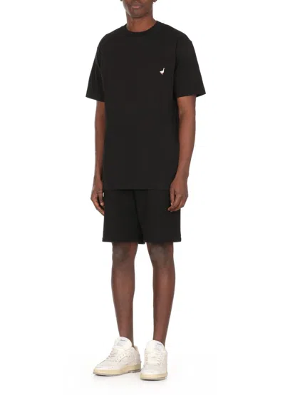 Moschino Duck-embroidered Crewneck T-shirt In Black