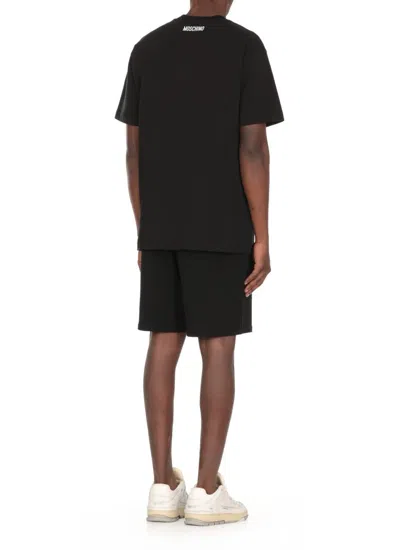 Moschino Duck-embroidered Crewneck T-shirt In Black