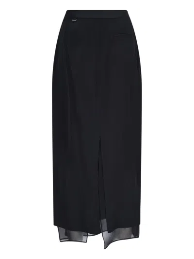 Calvin Klein Transparent Panel Layer Ankle Skirt In Black