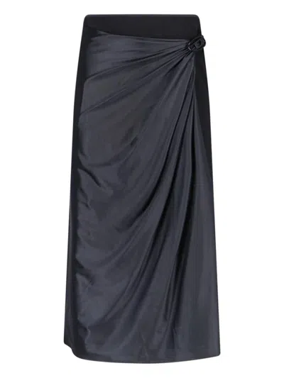 Diesel Draped Midi Skirt With Chintz Finish In Black