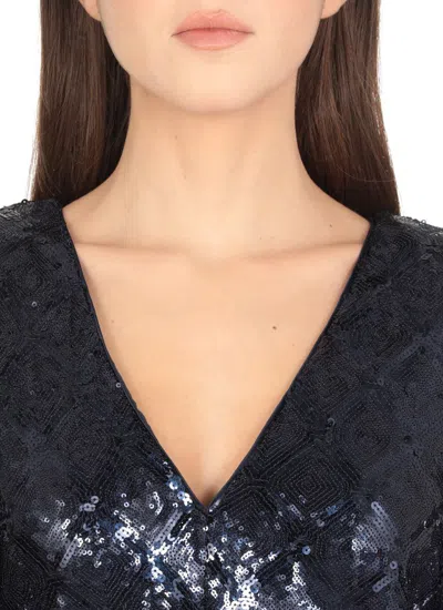 Rotate Birger Christensen Sequinned Mini Dress In Blue