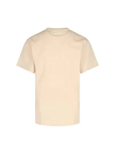 Alexander Mcqueen Crew Neck Graphic Print Short Sleeves In Beige