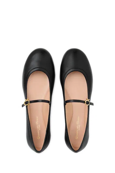 Gianvito Rossi Carla Leather Ballet Flats In Black