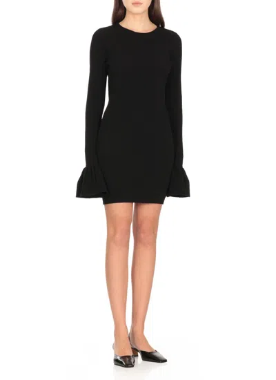 Rotate Birger Christensen Rotate Black Viscose Mini Dress With Cutout On The Back And Ribbed Knit Women In Black