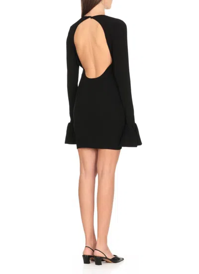 Rotate Birger Christensen Rotate Black Viscose Mini Dress With Cutout On The Back And Ribbed Knit Women In Black