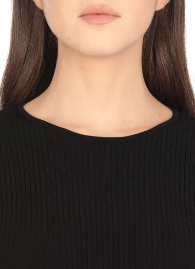 Rotate Birger Christensen Rotate Black Viscose Mini Dress With Cutout On The Back And Ribbed Knit Women In Black