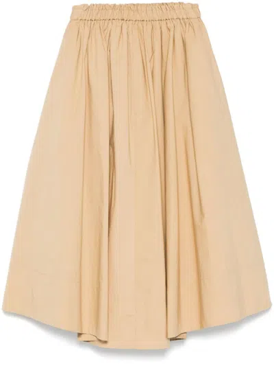 Forte Forte Forte_forte Light Yellow Midi Skirt With Elastic Waist In Beige