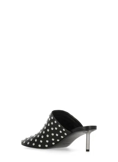 Jil Sander Black Mules With Low Heel And All-over Stud Embellishments In Leather Woman In Black