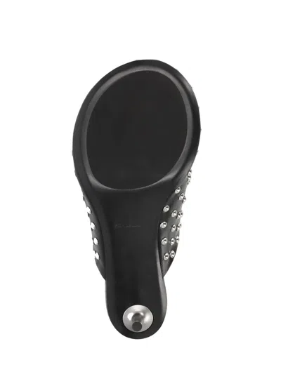 Jil Sander Black Mules With Low Heel And All-over Stud Embellishments In Leather Woman In Black