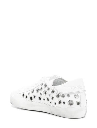 Philippe Model Prsx Low Leather Sneakers With Applied Studs In White