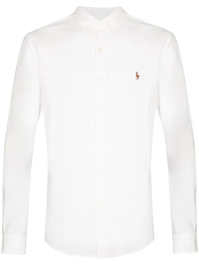 Polo Ralph Lauren Slim Fit White Cotton Shirt With Embroidered Logo In White
