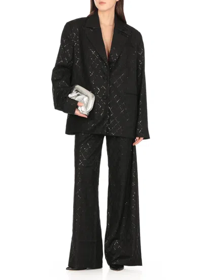 Rotate Birger Christensen Rotate Oversized Sequin-studded Blazer In Black