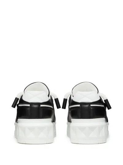 Valentino One Stud Xl Low-top Sneaker In Nappa Leather And Jacquard Toile Iconographe Technical Fabric In White