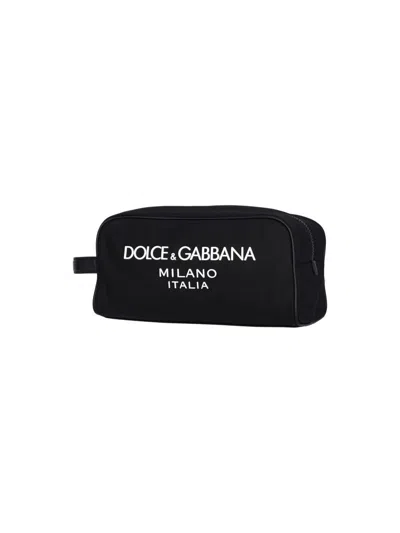 Dolce & Gabbana Milano Logo Wash Bag In Black