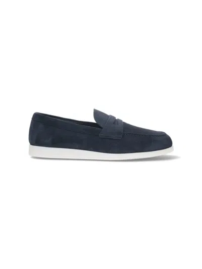 Church's Blue Suede Saddle Loafers In Blue