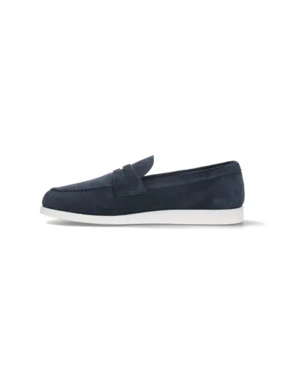 Church's Blue Suede Saddle Loafers In Blue