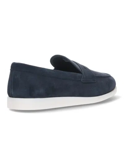 Church's Blue Suede Saddle Loafers In Blue