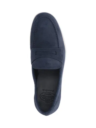 Church's Blue Suede Saddle Loafers In Blue