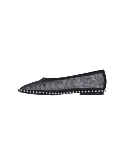 Alexander Wang Lina Studded Mesh Ballet Flats In Black