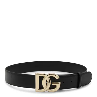 Dolce & Gabbana Dg Logo Buckle Leather Belt In Black