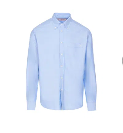 Valentino Camicia Maniche Lunghe Vlogo Signature Shirts Light Blue In Blue