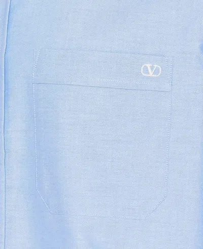 Valentino Camicia Maniche Lunghe Vlogo Signature Shirts Light Blue In Blue