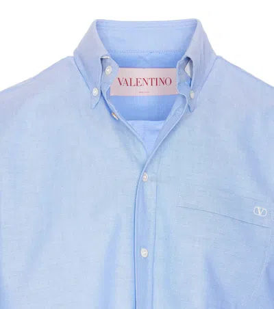 Valentino Camicia Maniche Lunghe Vlogo Signature Shirts Light Blue In Blue