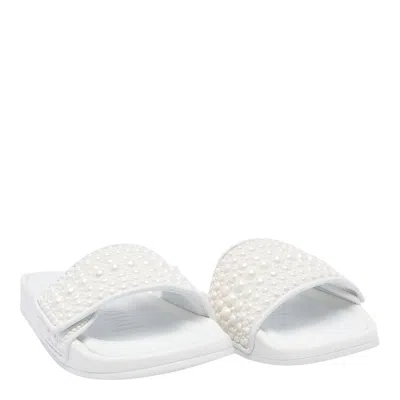 Jimmy Choo Fitz Pearl-embellished Slide Sandals In White