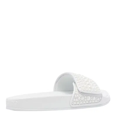 Jimmy Choo Fitz Pearl-embellished Slide Sandals In White