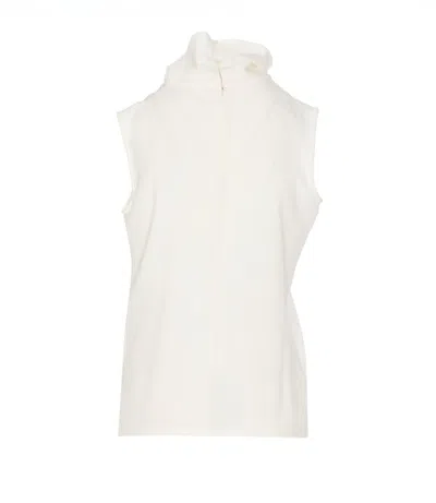 Valentino Draped Neckline Sleeveless Top In White