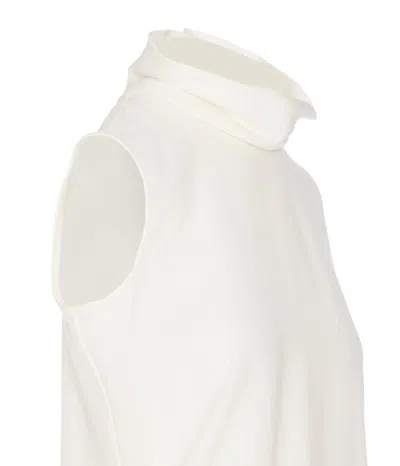 Valentino Draped Neckline Sleeveless Top In White