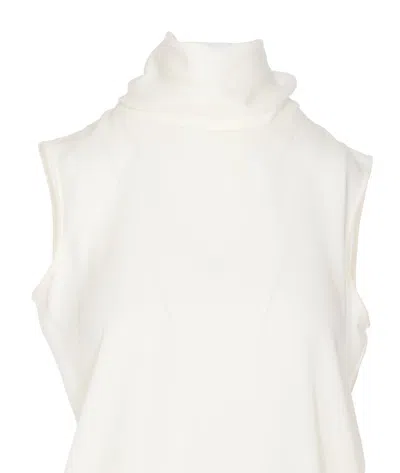 Valentino Draped Neckline Sleeveless Top In White