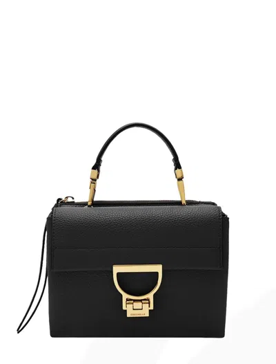 Coccinelle Arlettis Pebbled-leather Satchel In Black