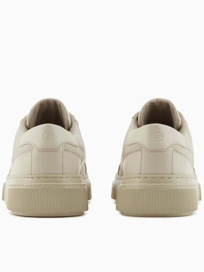 Giorgio Armani Nude Leather And Fabric Sneakers In Neutral