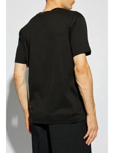 Giorgio Armani Official Store Pure Cotton Interlock T-shirt With Embroidered Logo In Black