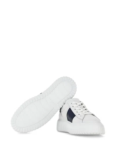 Hogan Panelled Design Calf Leather Sneakers With Chunky Sole In White