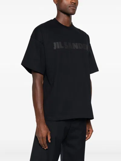 Jil Sander Cotton Jersey Logo T-shirt In Black