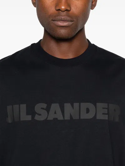 Jil Sander Cotton Jersey Logo T-shirt In Black