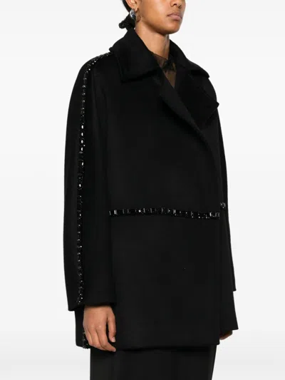 Max Mara Luxe Wool Coat Crystal Embellishment