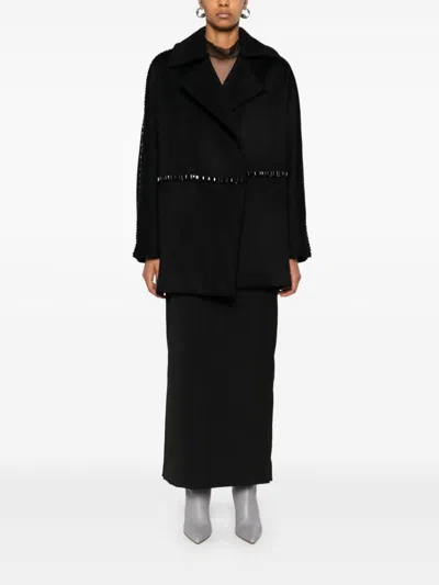 Max Mara Luxe Wool Coat Crystal Embellishment