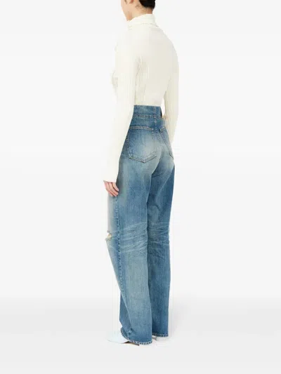 Mm6 Maison Margiela Worn-effect Jeans With Cut-out Details