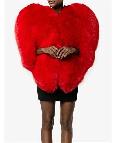 Shop Saint Laurent Fox Fur Heart Jacket