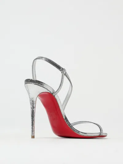 Christian Louboutin Heeled Sandals With Strappy Metallic Finish In Silver