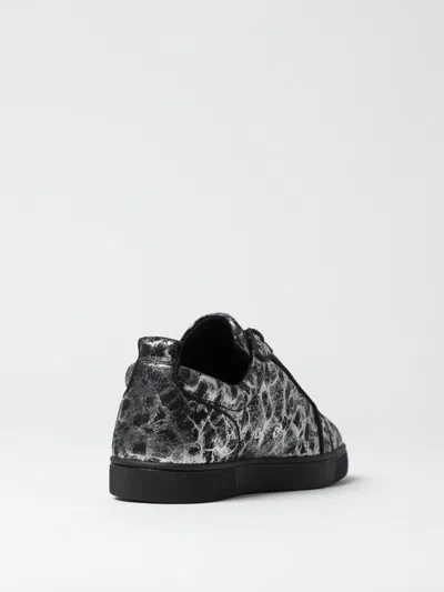 Christian Louboutin Louis Junior Orlato Metallic Printed Suede Sneakers In Black