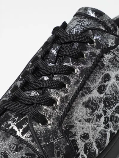 Christian Louboutin Louis Junior Orlato Metallic Printed Suede Sneakers In Black