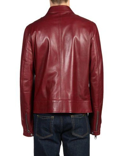 Shop Dolce & Gabbana Man Jacket Burgundy Size 42 Lambskin In Red