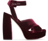 MIU MIU Burgundy Velvet Platform Sandals